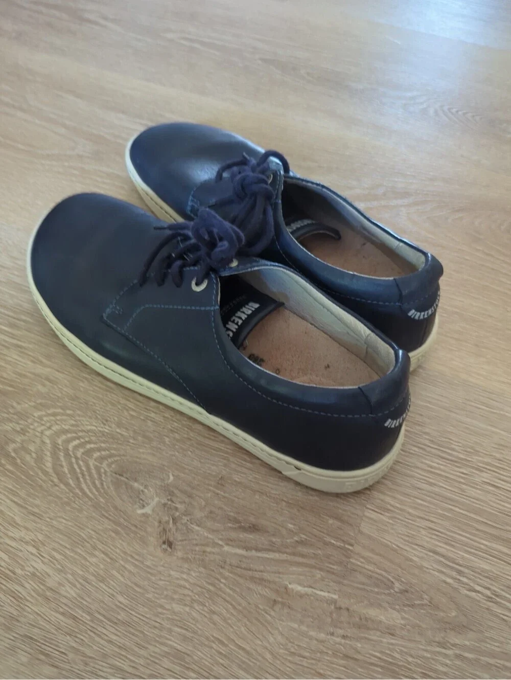 Birkenstock Navarino Shoes  Navy Leather Lace Up Low Top Round Toe Sz40